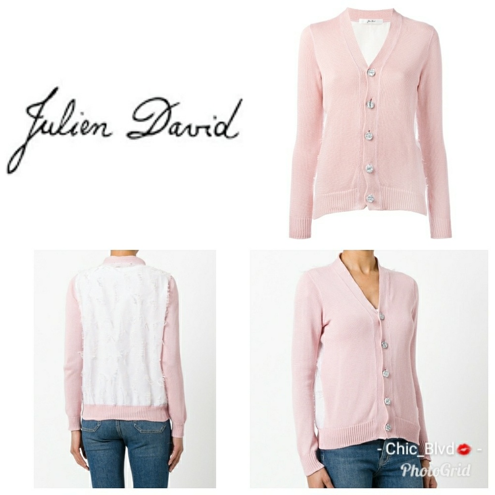 🆕🔥Julien David Pink Raw Side Cardigan Detail